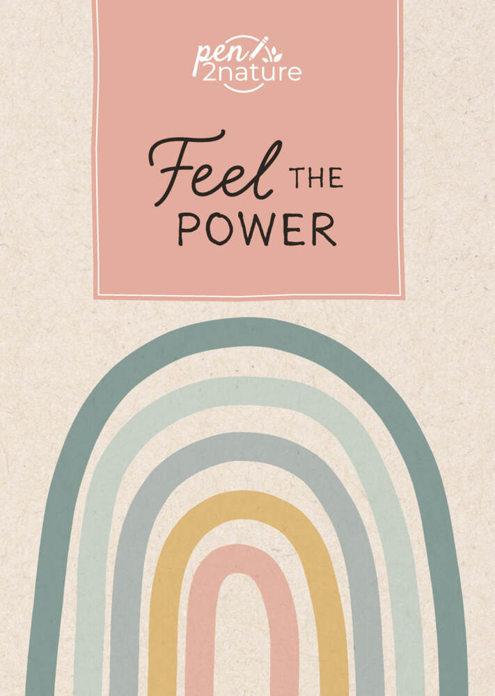 Feel The Power - Nachhaltiges Notizbuch in A5 mit Hardcover und Regenbogen-Motiv main product photo