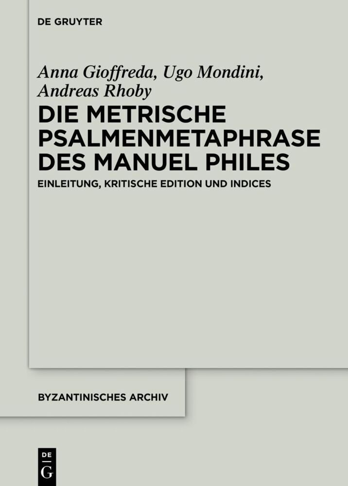 Die metrische Psalmenmetaphrase des Manuel Philes main product photo