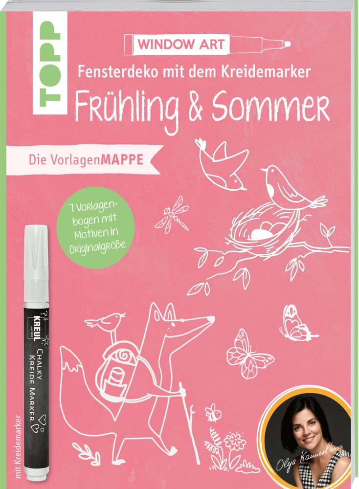 Vorlagenmappe Fensterdeko mit dem Kreidemarker - Frühling & Sommer. Inkl. Original Kreidemarker von KREUL main product photo