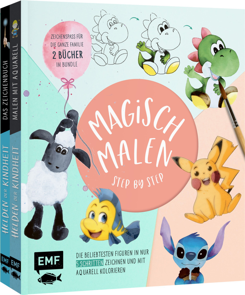 Magisch malen Step by Step - Die beliebtesten Figuren aus TV und Kino in nur 5 Schritten zeichnen und mit Aquarell kolorieren main product photo