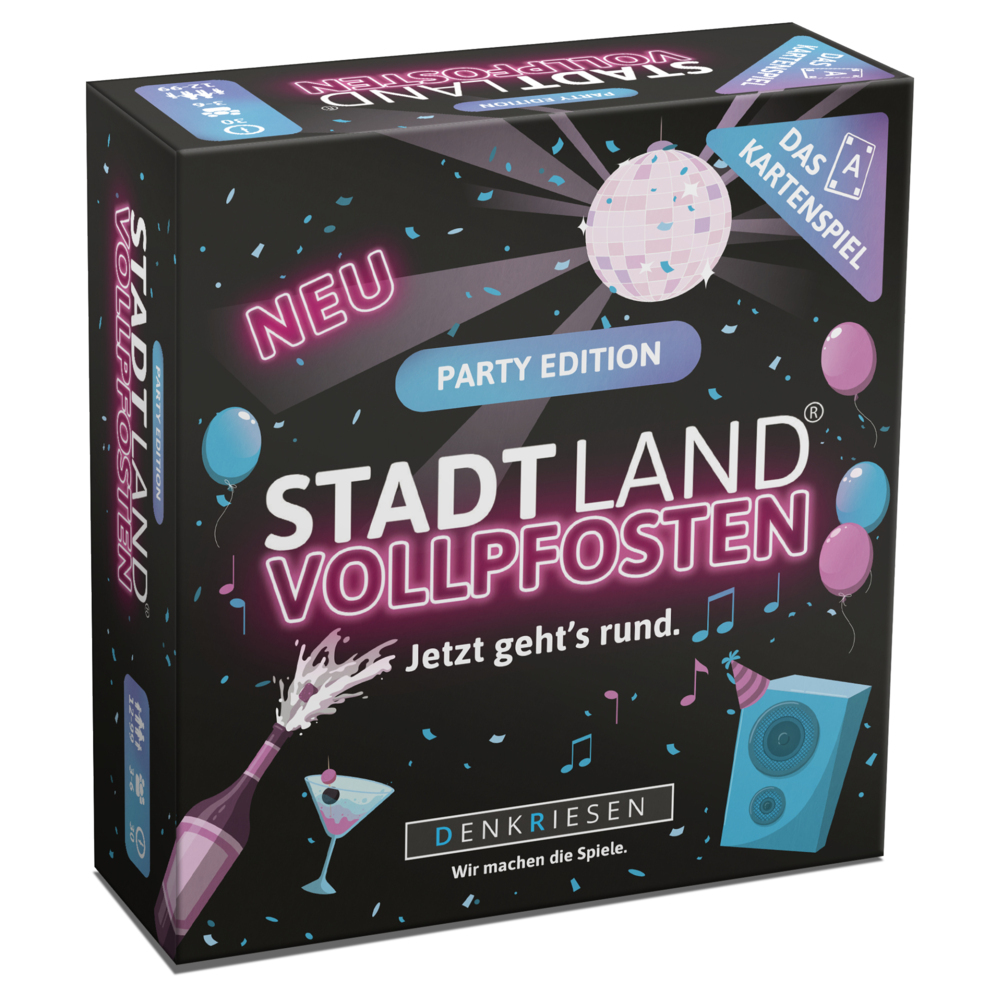 DENKRIESEN - STADT LAND VOLLPFOSTEN® - Das Kartenspiel - PARTY EDITION "Jetzt geht's rund." main product photo