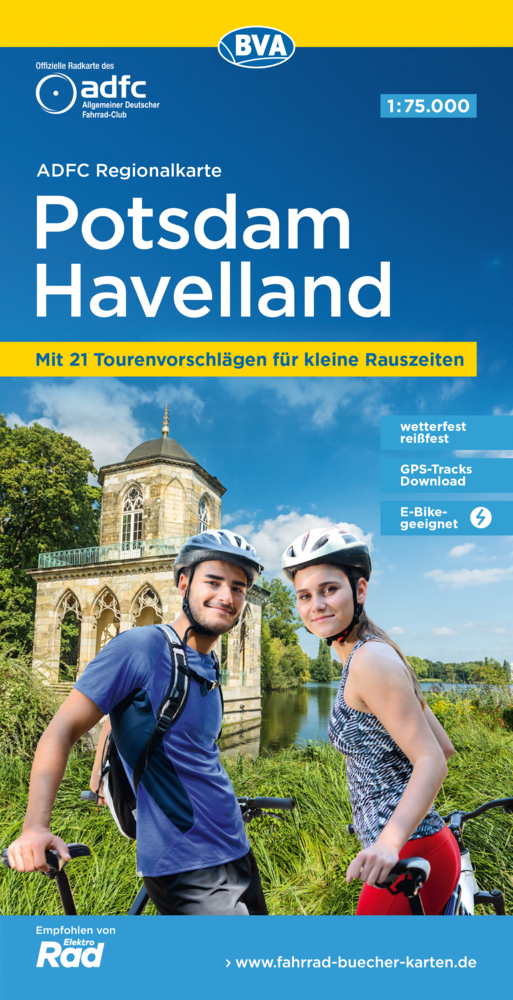 ADFC-Regionalkarte Potsdam Havelland, 1:75.000, mit Tagestourenvorschlägen, reiß- und wetterfest, E-Bike-geeignet, GPS-Tracks-Download main product photo