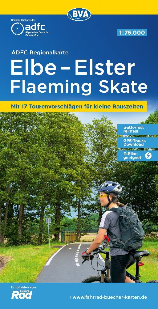 ADFC-Regionalkarte Elbe-Elster-Flaeming Skate, 1:75.000, reiß- und wetterfest, mit kostenlosem GPS-Download der Touren via BVA-website oder Karten-App main product photo