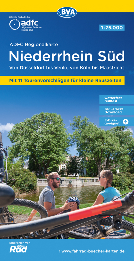 ADFC-Regionalkarte Niederrhein Süd 1:75.000, mit Tagestourenvorschlägen, reiß- und wetterfest, E-Bike-geeignet, mit Knotenpunkten, GPS-Tracks-Download main product photo