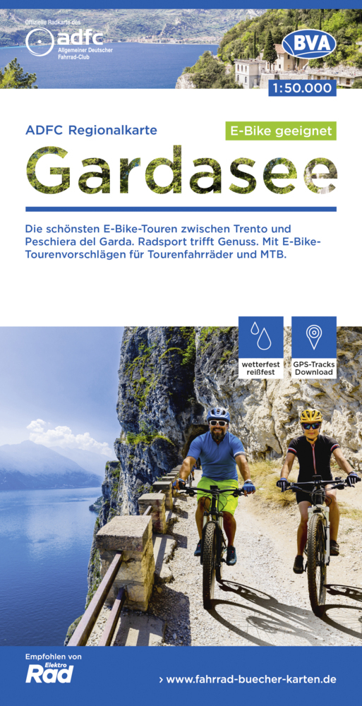 ADFC-Regionalkarte Gardasee, 1:50.000, E-Bike-geeignet, reiß- und wetterfest, GPS-Tracks-Download main product photo