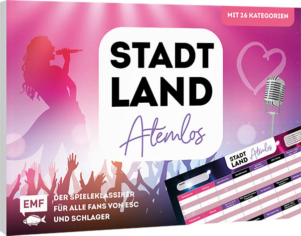 Stadt, Land, Atemlos (Schlager Edition) - Der Spieleklassiker für alle Fans von ESC und Schlager - von Helene Fischer über Udo Jürgens bis Beatrice Egli main product photo
