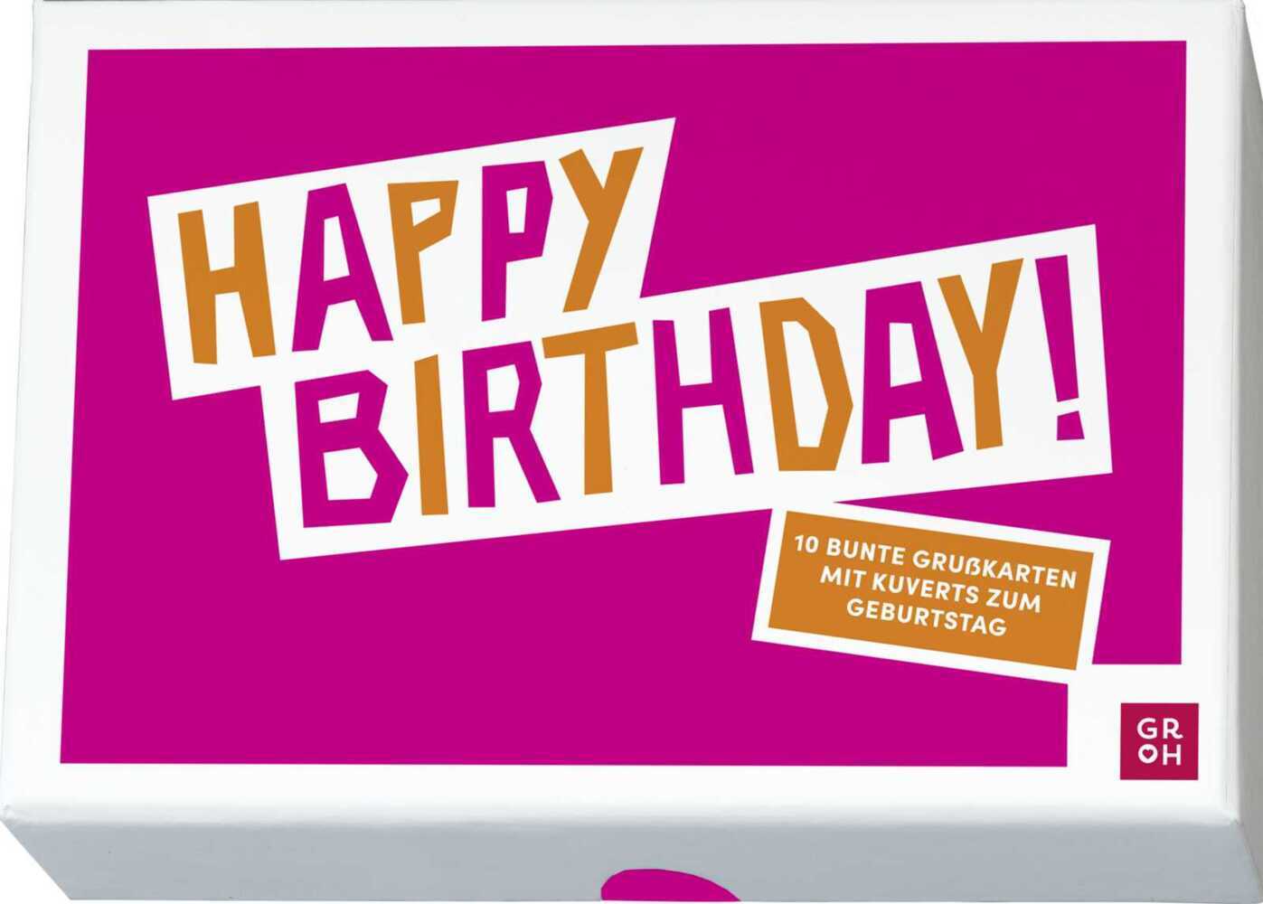 Happy Birthday! 10 bunte Grußkarten mit Kuverts zum Geburtstag main product photo