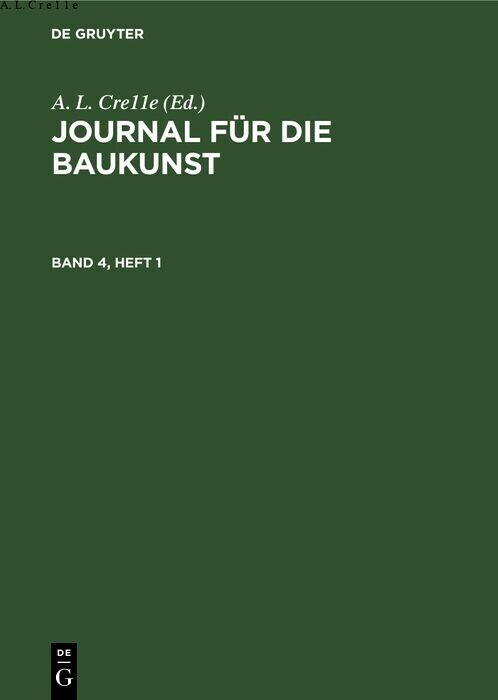 Journal für die Baukunst. Band 4 main product photo
