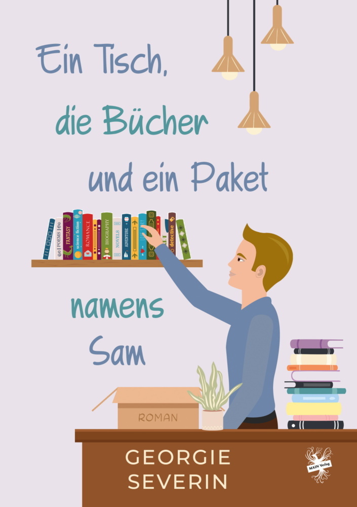 Ein Tisch, die Bücher und ein Paket namens Sam main product photo