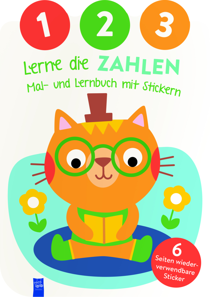 1,2,3 - Lerne die Zahlen - Mal- und Lernbuch mit Stickern (Cover Katze) main product photo