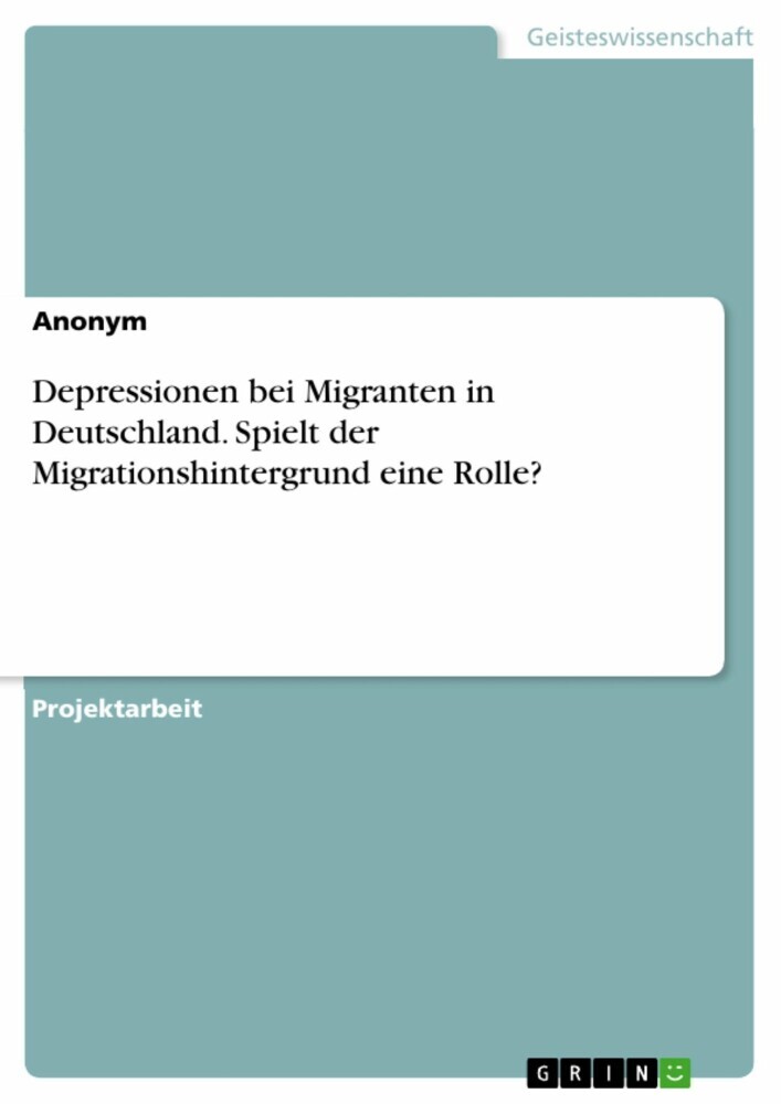 Depressionen bei Migranten in Deutschland. Spielt der Migrationshintergrund eine Rolle? main product photo
