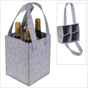 Filztasche für 4 Flaschen, 18 x 18 x 24 cm