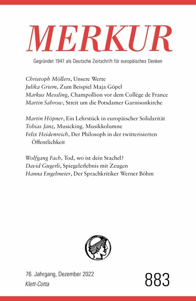 MERKUR Gegründet 1947 als Deutsche Zeitschrift für europäisches Denken - 12/2022 main product photo