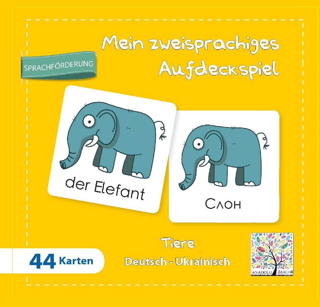 Mein zweisprachiges Aufdeckspiel Tiere Deutsch-Ukrainisch (Kinderspiel) main product photo