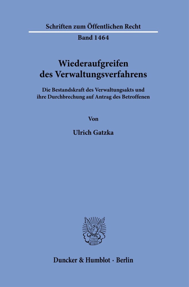Wiederaufgreifen des Verwaltungsverfahrens. main product photo