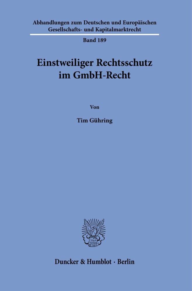 Einstweiliger Rechtsschutz im GmbH-Recht. main product photo