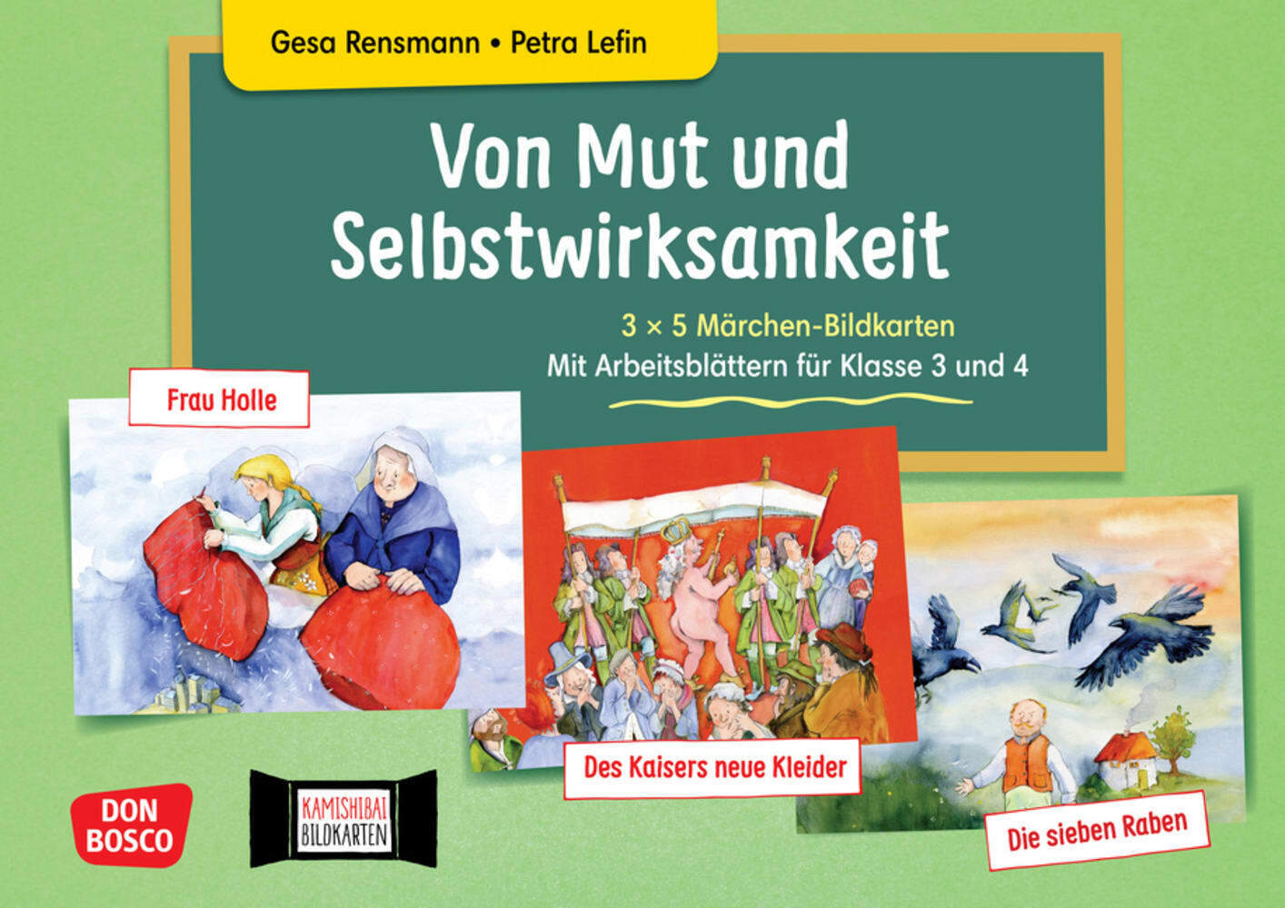 Von Mut und Selbstwirksamkeit - 3 x 5 Märchen-Bildkarten. Mit Arbeitsblättern für Klasse 3 und 4. Kamishibai Bildkartenset main product photo