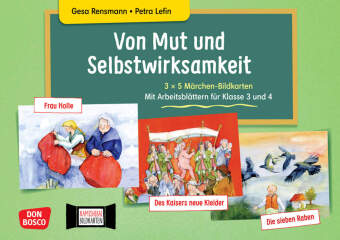 Von Mut und Selbstwirksamkeit - 3 x 5 Märchen-Bildkarten. Mit Arbeitsblättern für Klasse 3 und 4. Kamishibai Bildkartenset