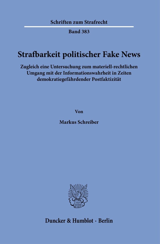 Strafbarkeit politischer Fake News. main product photo