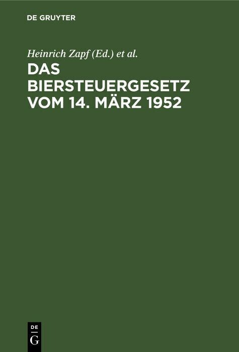 Das Biersteuergesetz vom 14. März 1952 main product photo