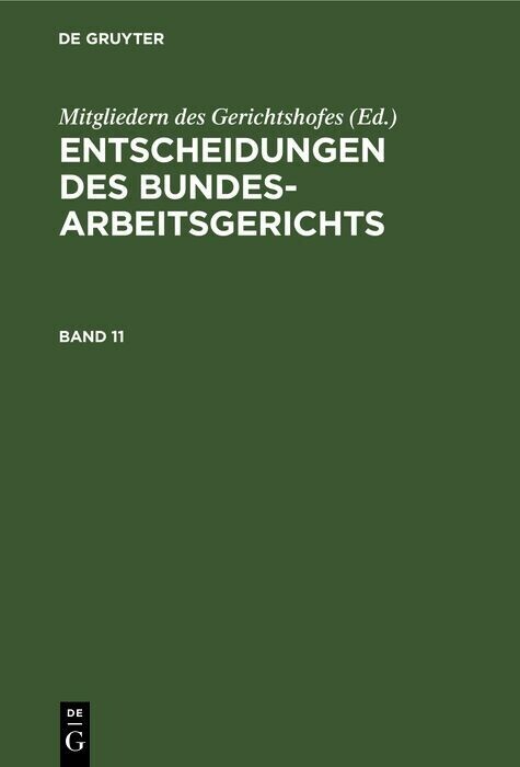 Entscheidungen des Bundesarbeitsgerichts. Band 11 main product photo