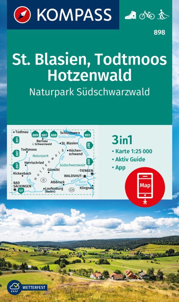 KOMPASS Wanderkarte 898 St. Blasien, Todtmoos, Hotzenwald, Naturpark Südschwarzwald 1:25.000 main product photo