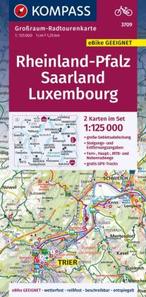 KOMPASS Großraum-Radtourenkarte 3709 Rheinland-Pfalz, Saarland, Luxembourg, 1:125.000