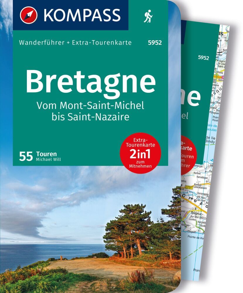 KOMPASS Wanderführer Bretagne, vom Mont-Saint-Michel bis Saint-Nazaire, 55 Touren mit Extra-Tourenkarte main product photo