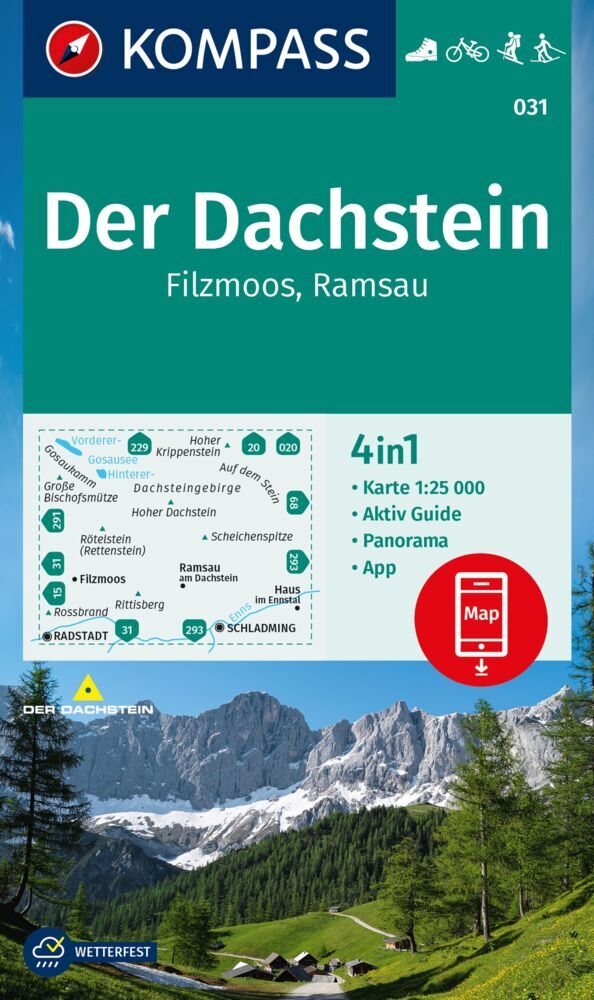 KOMPASS Wanderkarte 031 Der Dachstein, Ramsau, Filzmoos 1:25.000 main product photo