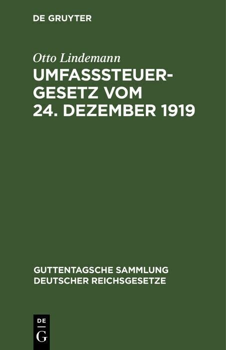 Umfaßsteuergesetz vom 24. Dezember 1919 main product photo