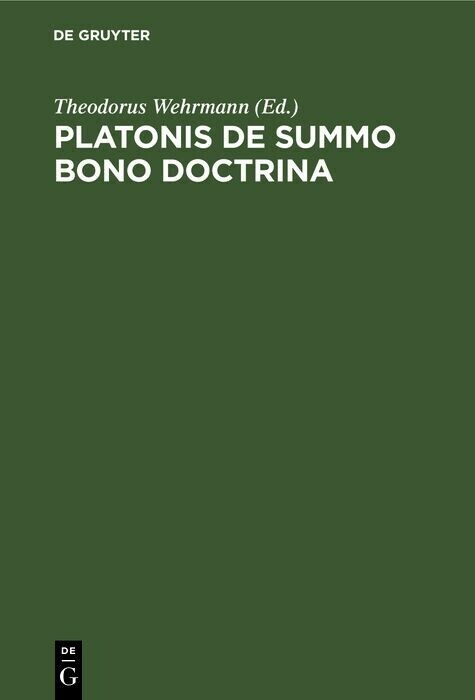 Platonis De Summo Bono Doctrina main product photo