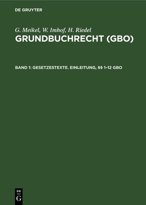 Gesetzestexte. Einleitung, §§ 1-12 GBO main product photo