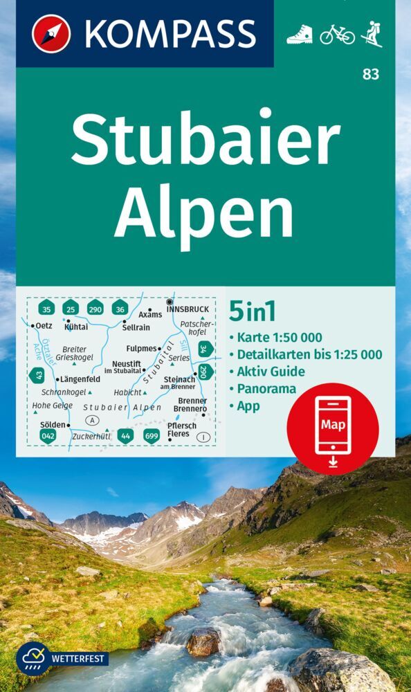 KOMPASS Wanderkarte 83 Stubaier Alpen 1:50.000 main product photo
