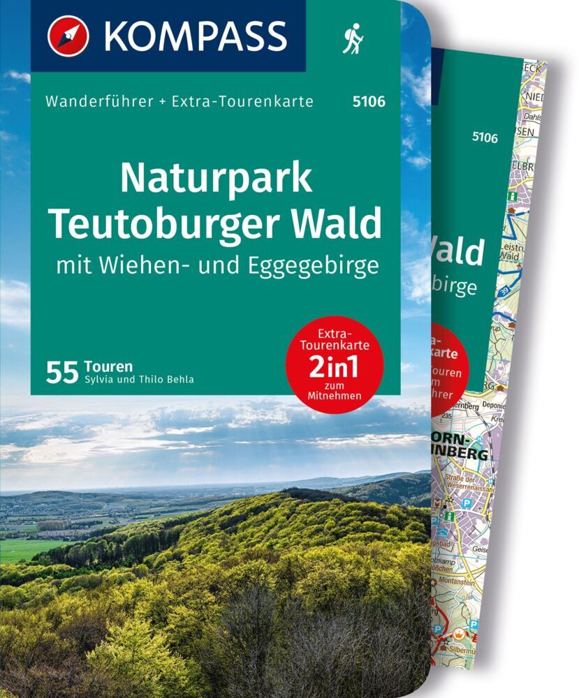 KOMPASS Wanderführer Naturpark Teutoburger Wald mit Wiehen- und Eggegebirge, 55 Touren mit Extra-Tourenkarte main product photo