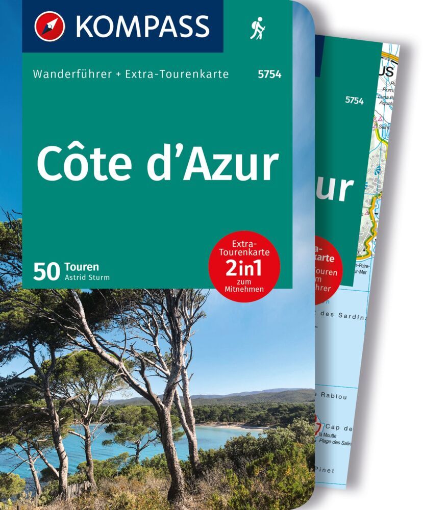 KOMPASS Wanderführer Côte d'Azur, Die schönsten Küsten- und Bergwanderungen, 50 Touren mit Extra-Tourenkarte main product photo
