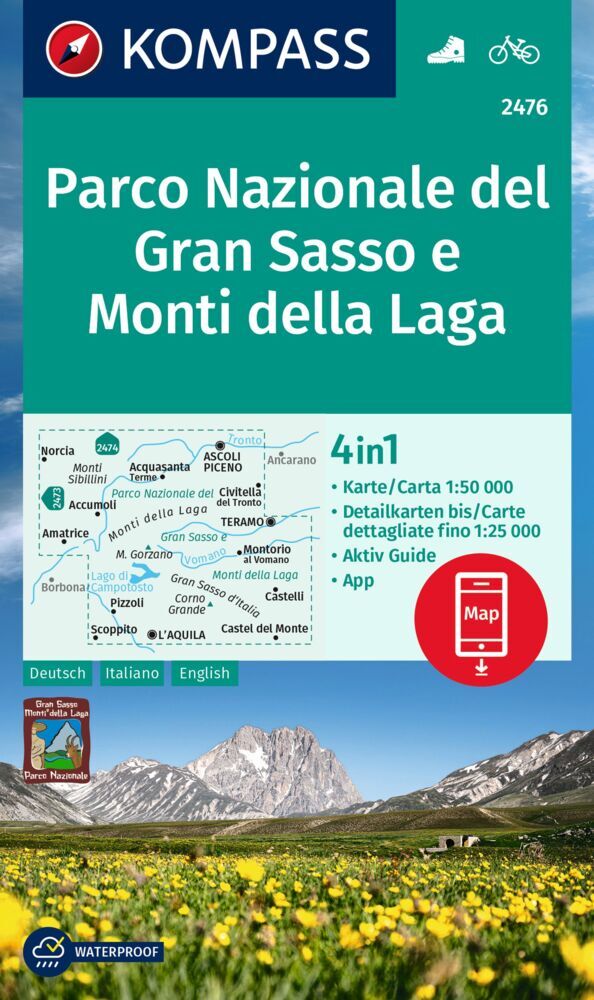 KOMPASS Wanderkarte 2476 Parco Nazionale del Gran Sasso e Monti della Laga 1:50.000 main product photo
