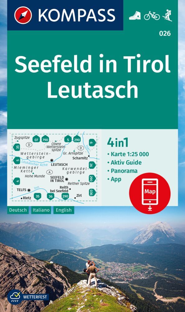 KOMPASS Wanderkarte 026 Seefeld in Tirol, Leutasch 1:25.000 main product photo
