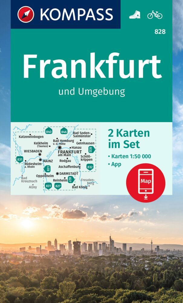 KOMPASS Wanderkarten-Set 828 Frankfurt u.Umgebung (2 Karten) 1:50.000 main product photo