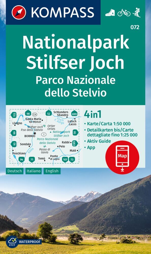 KOMPASS Wanderkarte 072 Nationalpark Stilfser Joch / Parco Nazionale dello Stelvio 1:50.000 main product photo