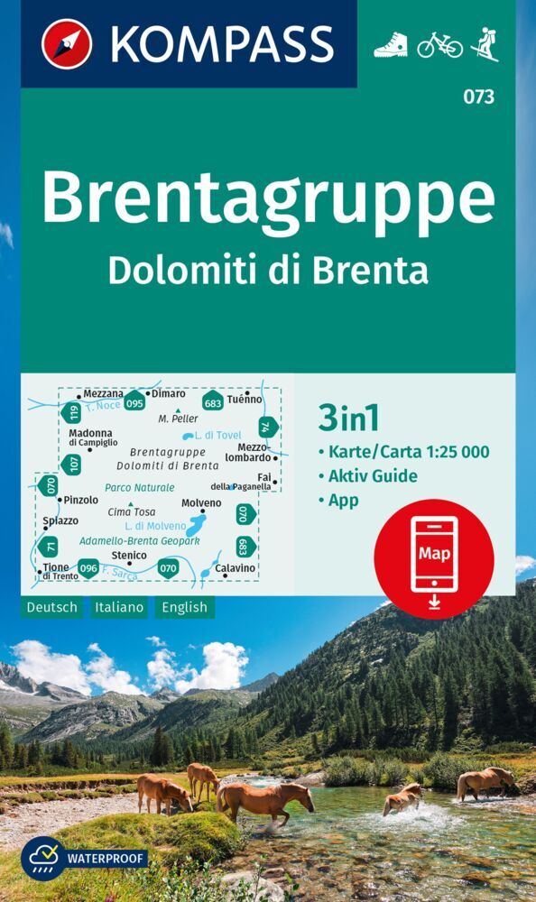 KOMPASS Wanderkarte 073 Brentagruppe / Dolomiti di Brenta 1:25.000 main product photo