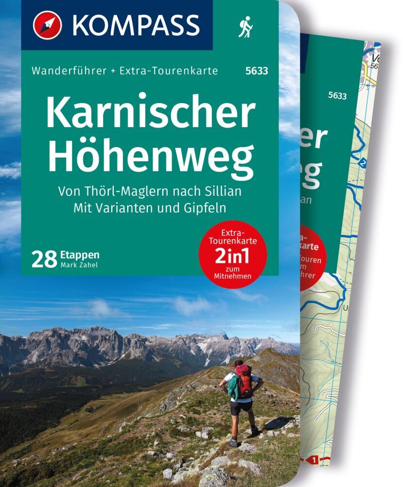 KOMPASS Wanderführer Karnischer Höhenweg, Von Thörl-Maglern nach Sillian, Mit Varianten und Gipfeln, 28 Touren mit Extra-Tourenkarte main product photo