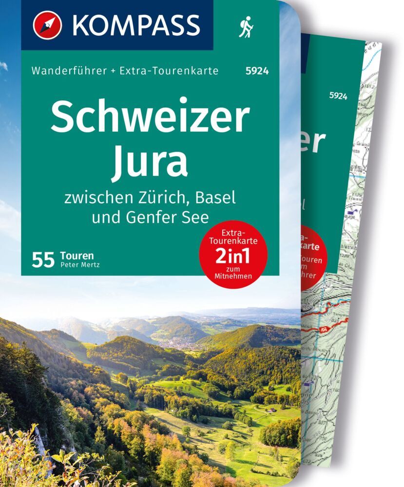 KOMPASS Wanderführer Schweizer Jura, 55 Touren mit Extra-Tourenkarte main product photo
