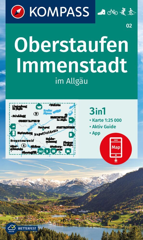 KOMPASS Wanderkarte 02 Oberstaufen, Immenstadt im Allgäu 1:25.000 main product photo