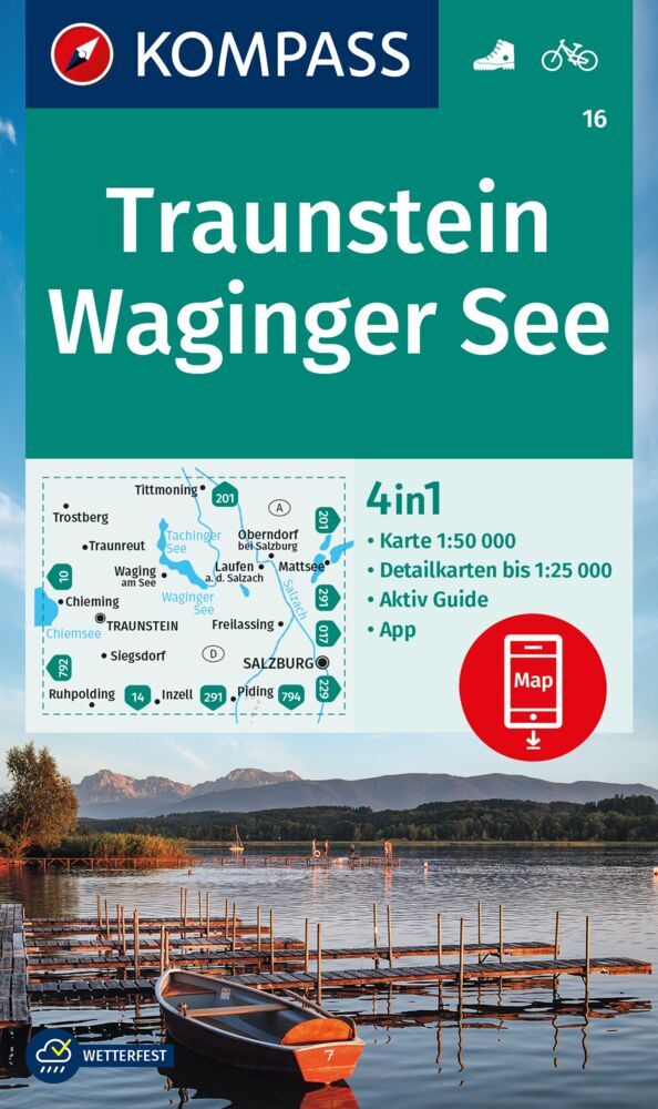KOMPASS Wanderkarte 16 Traunstein, Waginger See 1:50.000 main product photo