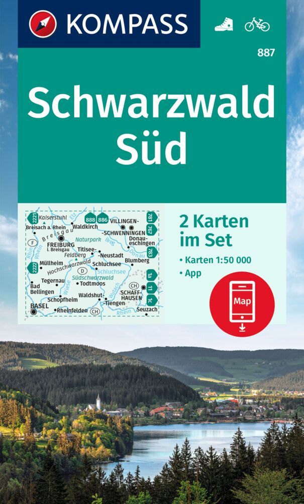 KOMPASS Wanderkarten-Set 887 Schwarzwald Süd (2 Karten) 1:50.000 main product photo