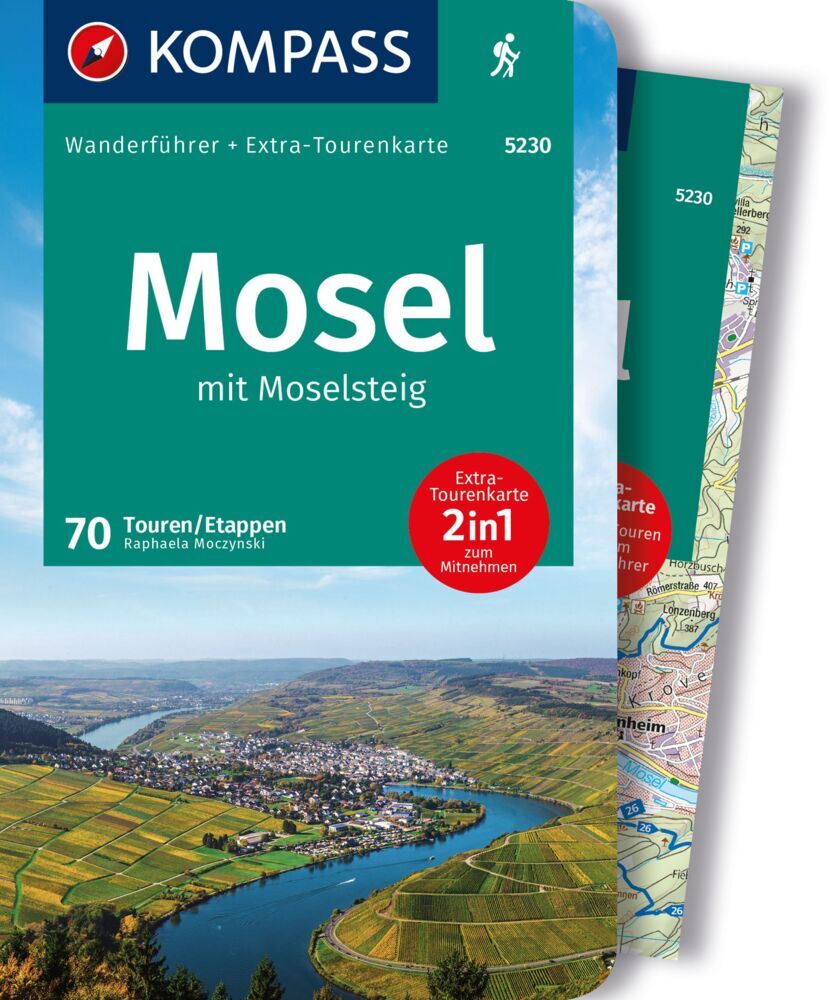 KOMPASS Wanderführer Mosel mit Moselsteig, 46 Touren und 24 Etappen mit Extra-Tourenkarte main product photo