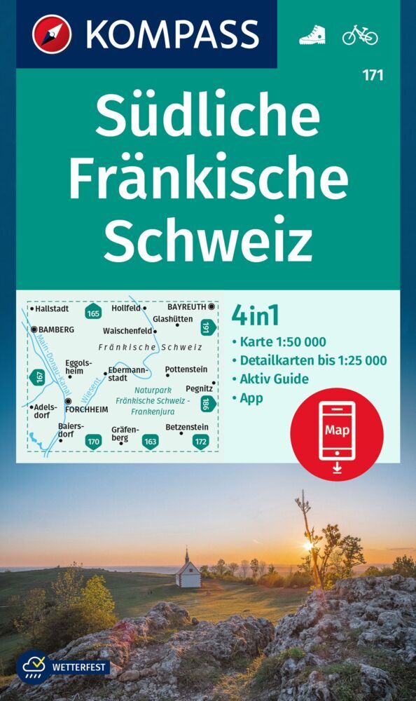 KOMPASS Wanderkarte 171 Südliche Fränkische Schweiz 1:50.000 main product photo