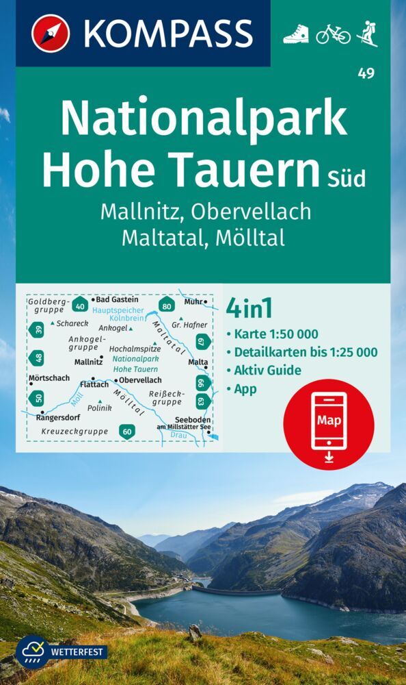 KOMPASS Wanderkarte 49 Nationalpark Hohe Tauern Süd, Mallnitz, Obervellach, Maltatal, Mölltal 1:50.000 main product photo