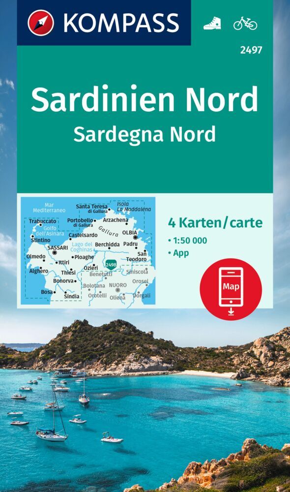 KOMPASS Wanderkarten-Set 2497 Sardinien Nord / Sardegna Nord (4 Karten) 1:50.000 main product photo
