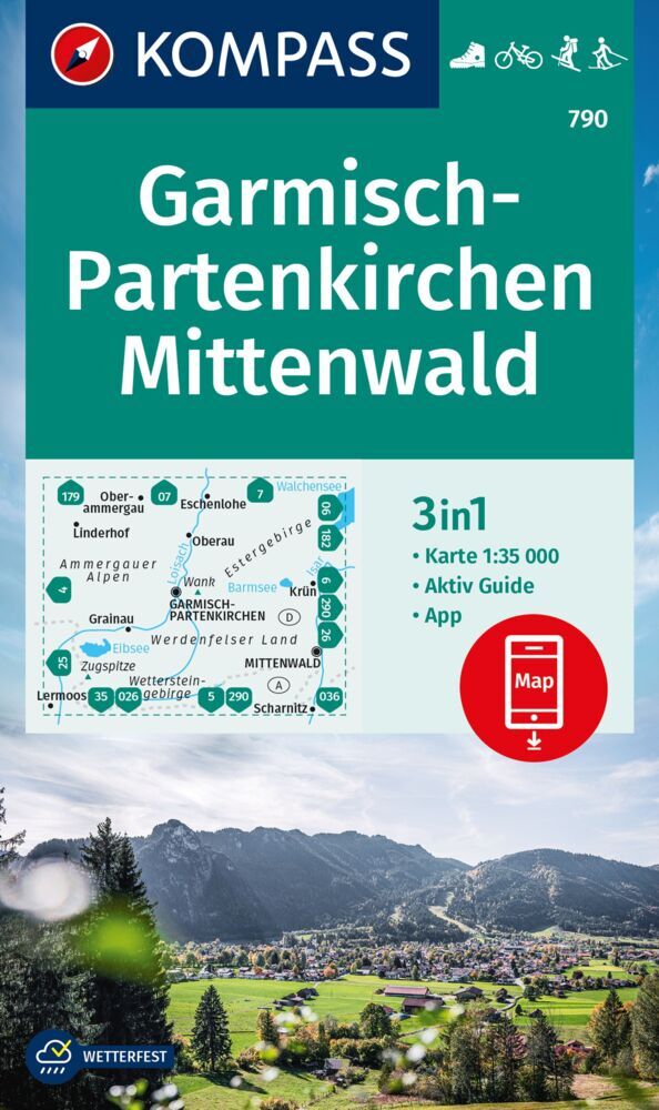 KOMPASS Wanderkarte 790 Garmisch-Partenkirchen, Mittenwald 1:35.000 main product photo